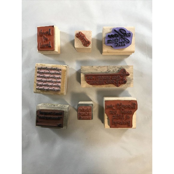Lot of 24 Wood Mounted Rubber Crafting Stamps Words and Phrases * N3-4 - Picture 5 of 7